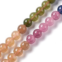 Natural Jade Imitation Tourmaline Beads Strands, Dyed, Round, Colorful, 6.5mm, Hole: 1mm, about 62pcs/strand, 15.16''(38.5cm)