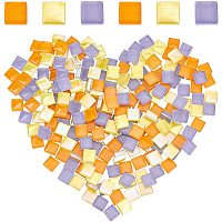 GORGECRAFT 200 Pieces Mosaic Tiles Glass Mosaic Square Shape Stained Glass Pieces Mixed Color for DIY Crafts Puzzle Photo Frames Handmade, Yellow