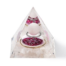 Honeyhandy Orgonite Pyramid Resin Energy Generators, Reiki Natural Rose Quartz Chips Inside for Home Office Desk Decoration, 60x60x59mm