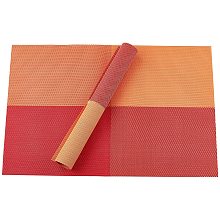 FINGERINSPIRE 4 Sets PVC Table Mats Rectangle Cup Mat Non-Slip Heat Resistant Family Placemats Easy to Clean Premium Plastic Placemats for Dining Kitchen Room Restaurant Table (18x12 Inch, Orange Red)