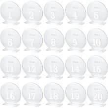 OLYCRAFT 20 Pcs Acrylic Table Numbers 1~20 Silver Mirror Wedding Table Numbers with Stands Mirror Signage Board Number Sign Silver Table Numbers with Holders for Reception Display Stand 4.9 inch