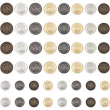 CHGCRAFT 48Pcs 12 Styles Retro Style Brass Buttons Flat Round with Badge Pattern Sewing Buttons for Uniforms Dresses Suits Replacement