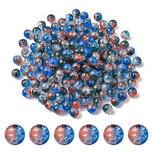 Honeyhandy 50G Transparent Crackle Acrylic Beads, Round, Blue, 8x7.5mm, Hole: 1.8mm