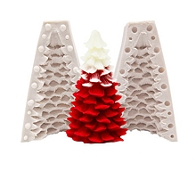 Honeyhandy 3D Christmas Tree DIY Candle Two Parts Silicone Molds, for Xmas Tree Scented Candle Making, Bisque, Assembled: 7x6.7x10.8cm, Inner Diameter: 5.6x9.5cm