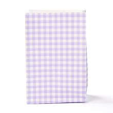 Honeyhandy Rectangle with Tartan Pattern Paper Bags, No Handle, for Gift & Food Bags, Lavender, 23x15x0.1cm