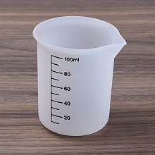 Honeyhandy Silicone Measuring Cups, with Scale, Resin Craft Mixing Tools, White, 64x56x70mm, Inner Diameter: 60x50mm, Capacity: 100ml(3.38fl. oz)