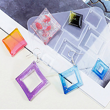 Honeyhandy DIY Playing Card Theme Pendants Silicone Molds, Resin Casting Molds, for UV Resin, Epoxy Resin Jewelry Making, Diamond, Rhombus, 100x78x4.5mm, Hole: 1.8mm, Inner Diameter: 26~47x21~39x4.5mm