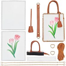 WADORN DIY Handbag Making Kits, PU Leather Knitting Crochet Bag Making Materials Handmade Tote Bag Making Kit with Tulip Pattern Women's Shoulder Bag Stitching Complete Tool Set Sewing Bag Craft Gifts