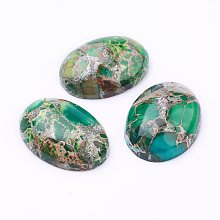 Honeyhandy Synthetic Regalite/Imperial Jasper/Sea Sediment Jasper Cabochons, Dyed, Oval, Lime Green, 24.5~25x18x7~8mm