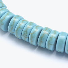 Honeyhandy Synthetic Turquoise Beads Strands, Heishi Beads, Flat Round/Disc, Dyed, 8x3mm, Hole: 1mm, about 115pcs/strand, 14.9 inch(38cm)