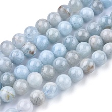 ARRICRAFT Natural Aquamarine Beads Strands, Round, Grade AB+, 8mm, Hole: 1mm about 49~50pcs/strand, 15.5 inch(39.5cm)