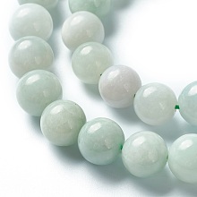 Honeyhandy Natural Jadeite Beads Strands, Round, Grade A, 10mm, Hole: 1.2mm, about 39pcs/strand, 15.35 inch(39cm)