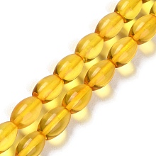 Honeyhandy Natural Amber Beads Strands, Oval, 8x5mm, Hole: 0.6mm, about 51pcs/strand, 15.94 inch(40.5cm)