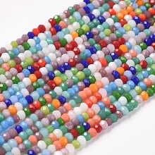 Honeyhandy Imitation Jade Glass Beads Strands, Faceted, Rondelle, Mixed Color, 2x1mm, Hole: 0.7mm, about 196pcs/strand, 12.99 inch(33cm)