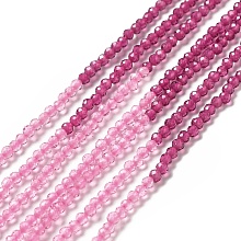 Transparent Glass Beads Strands, Faceted, Round, Hot Pink, 2mm, Hole: 0.5mm, about 184~195pcs/strand, 15.28~15.75 inch(38.8~40cm)