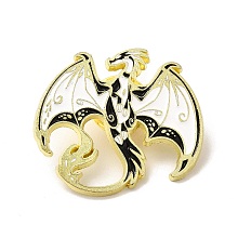 Honeyhandy Animal Enamel Pin, Light Gold Alloy Badge for Clothes Backpack, Dragon Pattern, 28x30.5x1.5mm