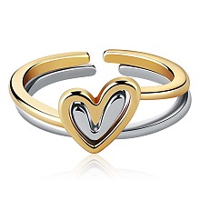 Honeyhandy 2Pcs Heart Layered Rings, Alloy Heart Rings, Adjustable Love Ring Stackable Finger Rings, Simple Knuckle Rings Jewelry Gift for Women, Platinum & Golden, Inner Diameter: 16.5mm & 17mm, 2pcs/pair