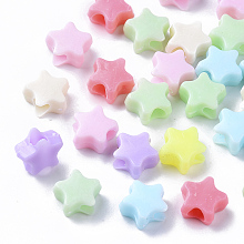 Arricraft Opaque Polystyrene(PS) Plastic Beads, Star, Mixed Color, 10x10.5x5mm, Hole: 3.5mm, about 3000pcs/500g