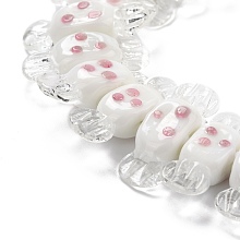 ARRICRAFT Handmade Lampwork Beads, Candy with Spot, WhiteSmoke, 26~29x9x7.5~8mm, Hole: 1mm