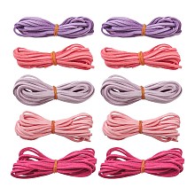 Honeyhandy 5 Strands 5 Colors Faux Suede Cord, Faux Suede Lace, Mixed Color, 2.5~2.8x1.5mm, about 1.09 yards(1m)/strand, 1 strand/color