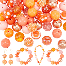 PandaHall Elite 1 Set Opaque Acrylic Beads Set, Kid Chunky Beads, Round, Dark Orange, 20x19.5~20mm, Hole: 3mm, 50pcs/set