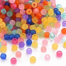 Honeyhandy Frosted Transparent Acrylic Beads, Round, Mixed Color, 4mm, Hole: 1.6mm, about 16600pcs/500g