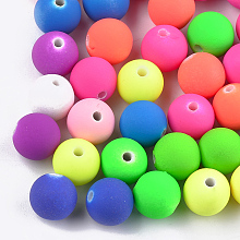 Arricraft Rubberized Style Acrylic Beads, Round, Mixed Color, 8x7mm, Hole: 2mm, about 1750pcs/500g