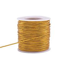 PandaHall Elite 50 Yards 2mm Metallic Cord Gold Braided Metallic Beading Cords Metallic Tinsel Cord Tinsel String for Gift Wrap Ribbon Craft Making