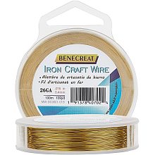 BENECREAT 490FT 28 Gauge Tarnish Resistant Golden Iron Crafting Wire for Jewelry Beading Project, DIY Frame Arts and Crafting Making, 0.3mm