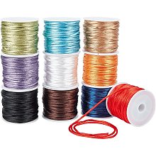 Pandahall Elite 2mm Nylon Satin Silk Cords 10 Colors 100 Yard Satin Rattail Trim Cord for Jewelry Making, Necklace Beading, Macrame, Knotting, Bracelet Making, Dream Catchers and More