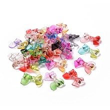 Honeyhandy Two Tone Transparent Acrylic Beads, Bowknot, Mixed Color, 22.5~25x31.5~33.5x5~7mm, Hole: 2.5mm