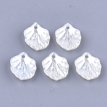 Honeyhandy Acrylic Imitation Pearl Pendants, Leaf, Ivory, 17x15x4.5mm, Hole: 2mm, about 1460pcs/500g