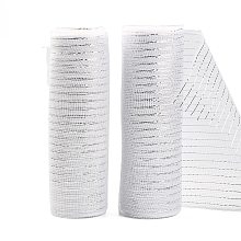 Honeyhandy Deco Mesh Ribbons, Tulle Fabric, with Metallic Silk, for Christmas Party Decoration, Skirts Decoration Making, White, 10-1/4 inch(260mm), 10 yards/roll(91.44m/roll)