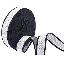 NBEADS 10 Yards?1-1/4" Black White Striped Ribbon, Polyester Braid Ribbon Flat Wide Fabric Ribbon Garment Accessories for Home Decor Wrapping Gifts Sewing DIY Crafts