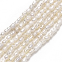 Honeyhandy Natural Cultured Freshwater Pearl Beads Strands, Rice, Linen, 1.7~2x2.3~3mm, Hole: 0.5mm, about 65pcs/strand, 12.80~12.99 inch(32.5~33cm)