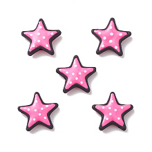 Opaque Resin Beads, Polka Dot Star, Pink, 18.5x19.5x5.2mm, Hole: 1.6mm