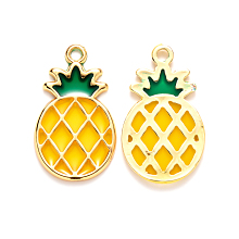 Honeyhandy Alloy Pendants, with Epoxy Resin, Cadmium Free & Lead Free, Pineapple, Golden, Gold, 27.5x16.5x1.5mm, Hole: 2mm