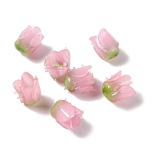 Honeyhandy Tulip Opaque Acrylic Beads, for DIY Jewelry Making, Pink, 15x13x10mm, Hole: 0.6mm