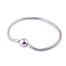 PandaHall Elite Length 19cm Charm Bracelet For Women Stainless Steel Snake Chain European Style Bracelets for Jewelry Making