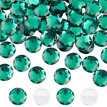 FINGERINSPIRE 60Pcs 20mm Flat Back Round Acrylic Rhinestone Green Self-Adhesive Round Jewels Large Plastic Gems Embelishments Stick On Jewels Crystal Circle Gems for Costume Making Cosplay Crafts