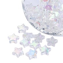 Honeyhandy Eco-Friendly Transparent Acrylic Beads, Star, AB Color, Clear AB, 10x4mm, Hole: 1.5mm, about 100pcs/bag