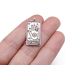 Honeyhandy Tibetan Style Alloy Pendants, Rectangle with Tarot Pattern, The Star XVII, 2.6x1.3cm