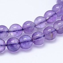 Honeyhandy Natural Amethyst Round Bead Strands, Grade AB, Medium Slate Blue, 6mm, Hole: 0.8mm, about 64pcs/strand, 15.5 inch