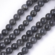 Honeyhandy Natural Black Labradorite Beads Strands, Grade A, Round, 6mm, Hole: 0.8mm, about 62~65pcs/strand, 15.3 inch