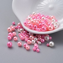 Honeyhandy ABS Plastic Imitation Pearl, No Hole Beads, UV Resin Filler, Epoxy Resin Jewelry Making, Round, Hot Pink, 2.3~4.7mm, about 250pcs/bag