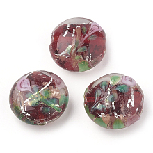 Honeyhandy Handmade Lampwork Beads, Flat Round, Brown, 19~20x20x11mm, Hole: 1~1.5mm