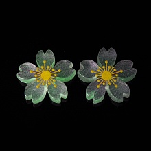 Honeyhandy Luminous Resin Cabochons, 5-Petal Flower/Sakura, Medium Orchid, 26x5mm