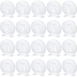 OLYCRAFT 20 Pcs Acrylic Table Numbers 1~20 Silver Mirror Wedding Table Numbers with Stands Mirror Signage Board Number Sign Silver Table Numbers with Holders for Reception Display Stand 4.9 inch