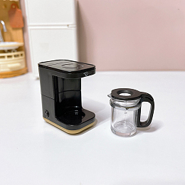 Honeyhandy Mini Plastic Coffee Maker, for Dollhouse Accessories Pretending Prop Decorations, Black, 35x22x36mm