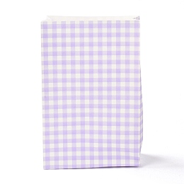 Honeyhandy Rectangle with Tartan Pattern Paper Bags, No Handle, for Gift & Food Bags, Lavender, 23x15x0.1cm